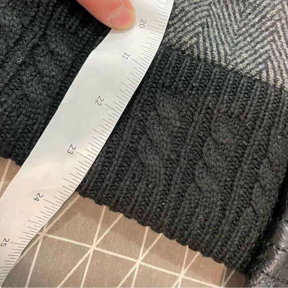 DANIER Leather Sleeves Herringbone print Wool Bomber Jacket Double Lined - Picture 9 of 14